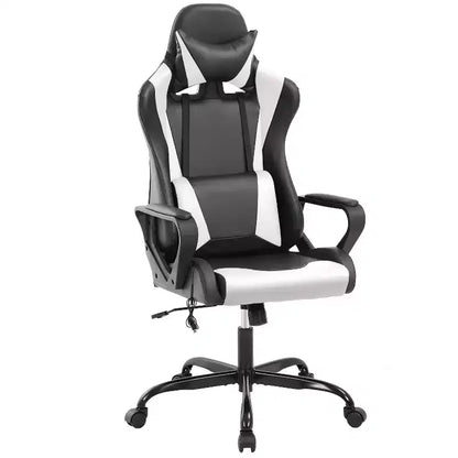 BestMassage Sedia da Gaming Sedia da Ufficio High-Back con Supporto Lombare Funzione Massaggio e Rotelle Girevoli in Pelle PU per Adulti e Ragazzi