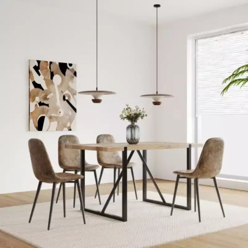 4-Pack Modern Suede Upholstered Spoon-Shape Dining Chairs for Kitchen/Dining Room