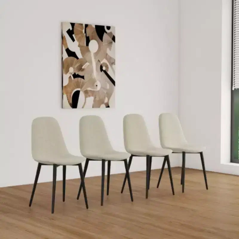 4-Pack Modern Suede Upholstered Spoon-Shape Dining Chairs for Kitchen/Dining Room
