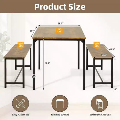 Set da Pranzo EROMMY per 4-6 Persone, Tavolo Extra-Lungo con 2 Panche