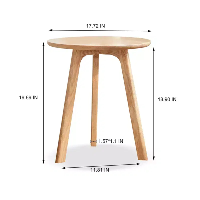 GDFStudio Wallis Tavolino rotondo con tre gambe in rovere massello, altezza 19,7, stile minimalista