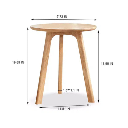 GDFStudio Wallis Tavolino rotondo con tre gambe in rovere massello, altezza 19,7, stile minimalista