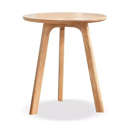 GDFStudio Wallis Tavolino rotondo con tre gambe in rovere massello, altezza 19,7, stile minimalista
