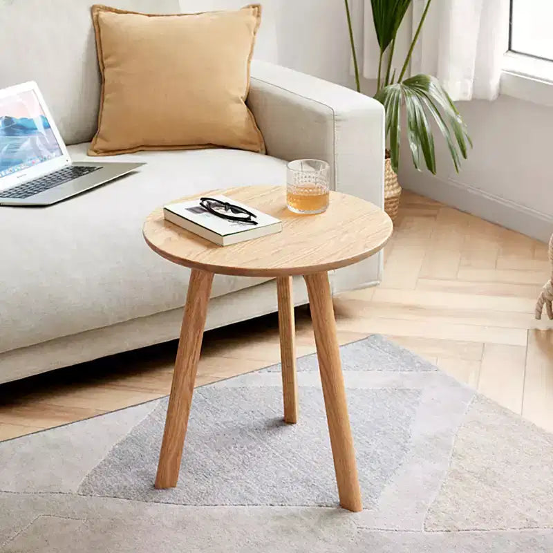 GDFStudio Wallis Minimalist 19.7 H Three Legs Solid Oak Round Side Table
