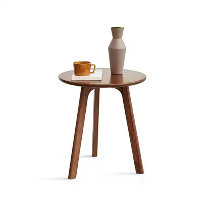 GDFStudio Wallis Tavolino rotondo con tre gambe in rovere massello, altezza 19,7, stile minimalista