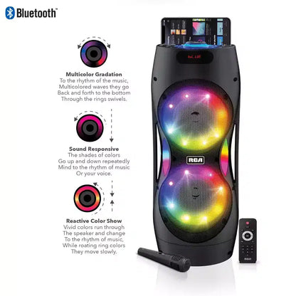 RCA Disco 206 RGB Wireless Party Speaker with Dual 6.5 Woofers With LED Lights