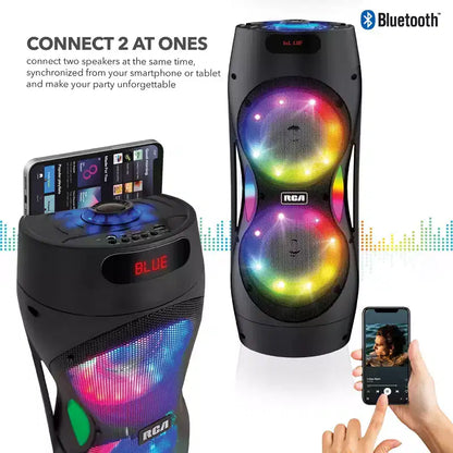 RCA Disco 206 RGB Wireless Party Speaker with Dual 6.5 Woofers With LED Lights