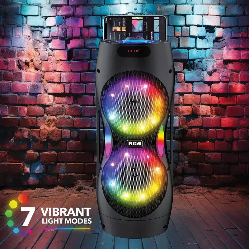 RCA Disco 206 RGB Wireless Party Speaker with Dual 6.5 Woofers With LED Lights