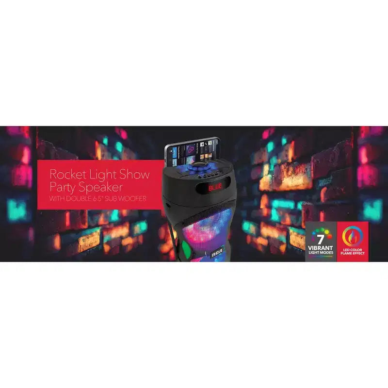 RCA Disco 206 RGB Wireless Party Speaker with Dual 6.5 Woofers With LED Lights