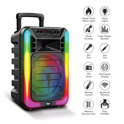 RCA Disco-15 Flame Effect Bluetooth Party Speaker with 15 Woofer