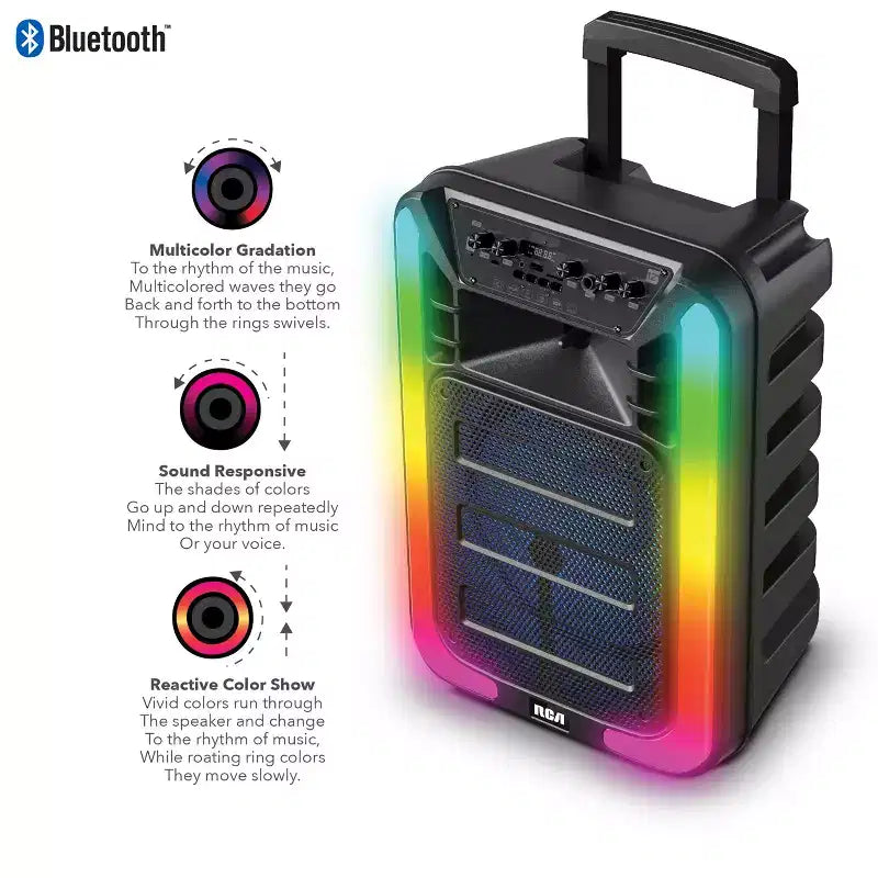 RCA Disco-15 Flame Effect Bluetooth Party Speaker with 15 Woofer