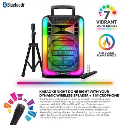 RCA Disco-15 Flame Effect Bluetooth Party Speaker with 15 Woofer
