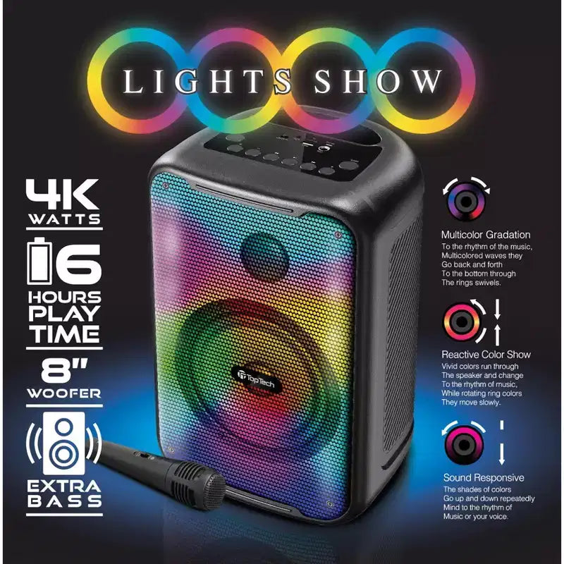 Cassa Bluetooth Wireless TOPTECH BLADE-8 8, TWS, Luci a Fiamma