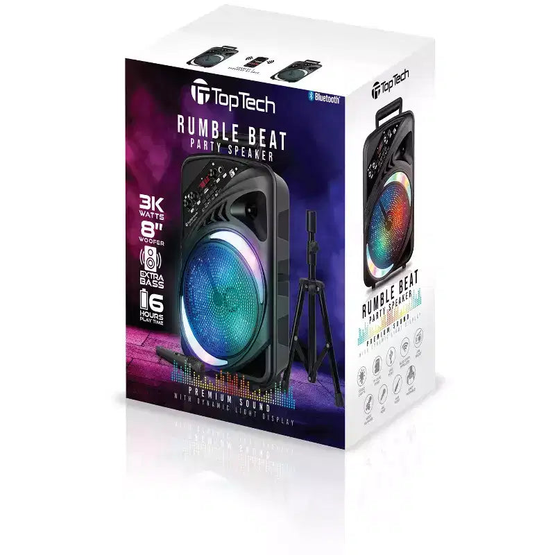 TOPTECH AL-8 8 Bluetooth Speaker, TWS Sound, Neon Light Show, Portable for Outdoors