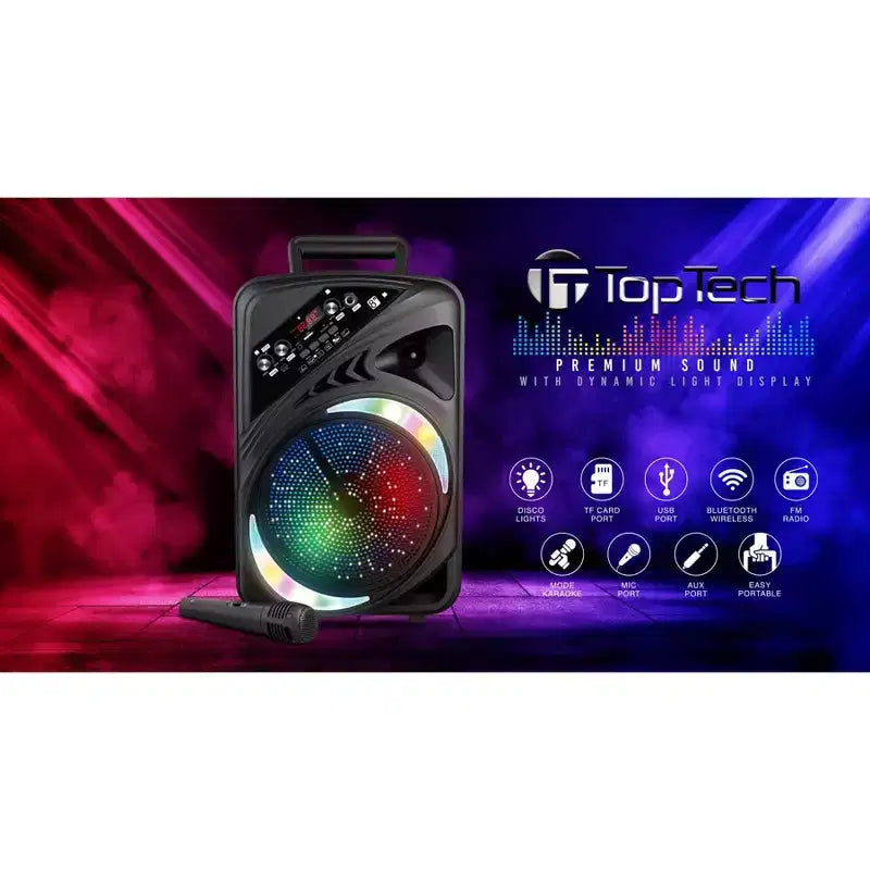 TOPTECH AL-8 8 Bluetooth Speaker, TWS Sound, Neon Light Show, Portable for Outdoors