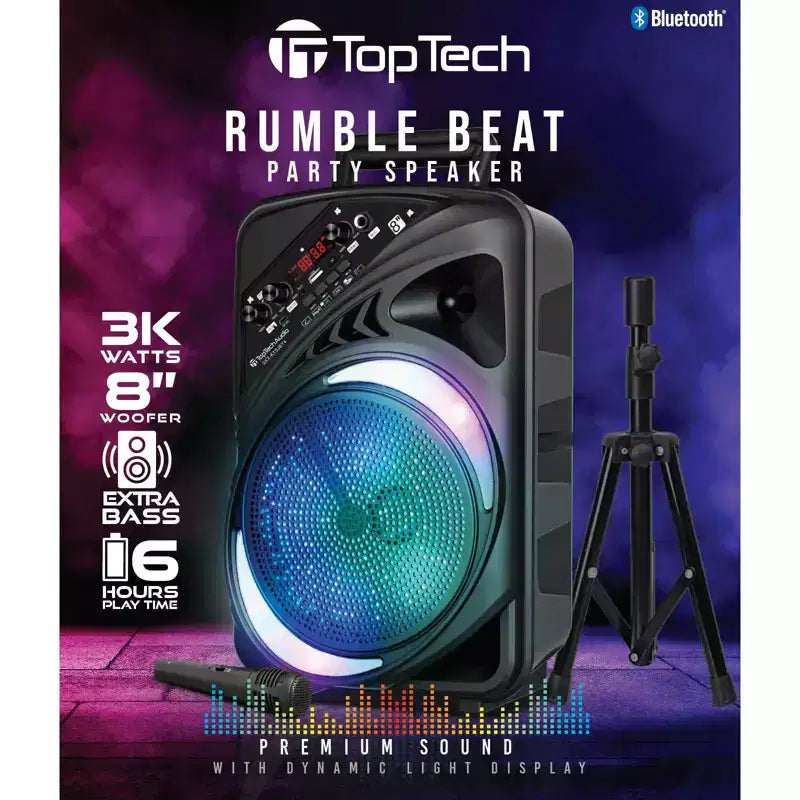 TOPTECH AL-8 8 Bluetooth Speaker, TWS Sound, Neon Light Show, Portable for Outdoors