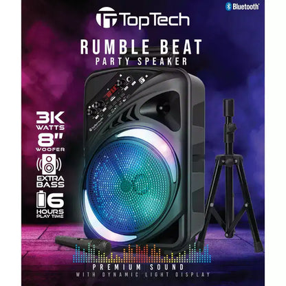 TOPTECH AL-8 8 Bluetooth Speaker, TWS Sound, Neon Light Show, Portable for Outdoors