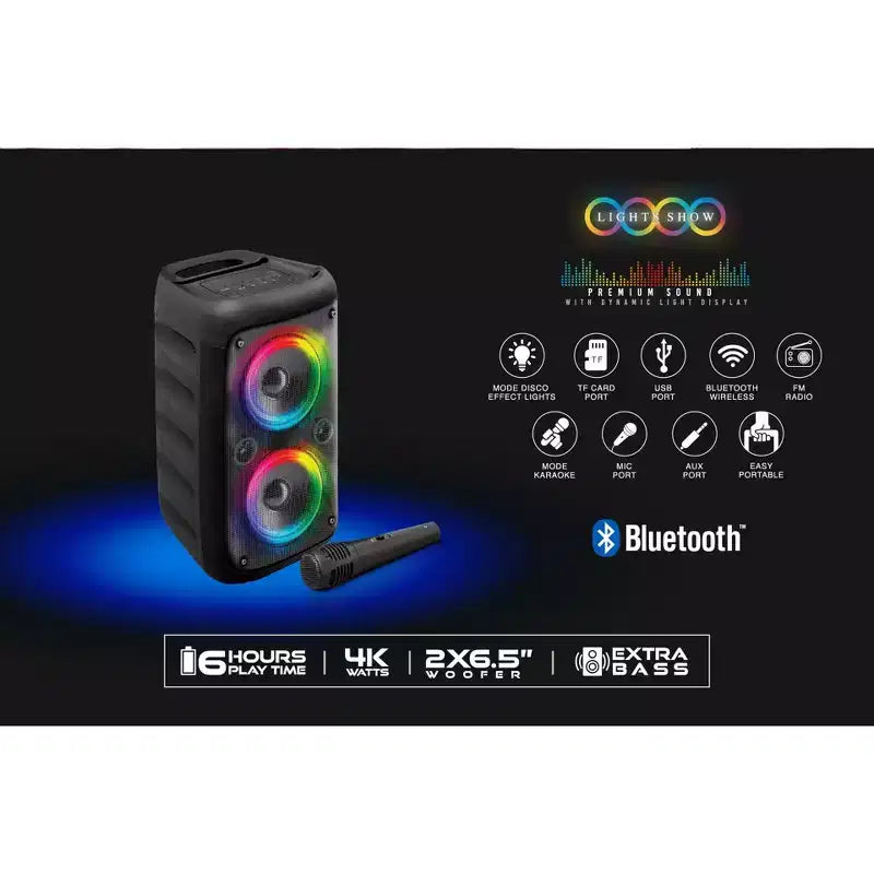 KL-66 Chroma Flicker Bluetooth Speaker, Disco Lights, Karaoke Mode