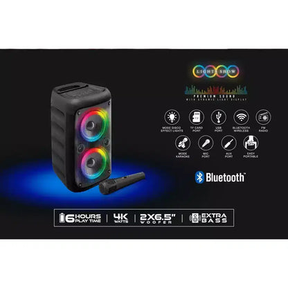KL-66 Chroma Flicker Bluetooth Speaker, Disco Lights, Karaoke Mode
