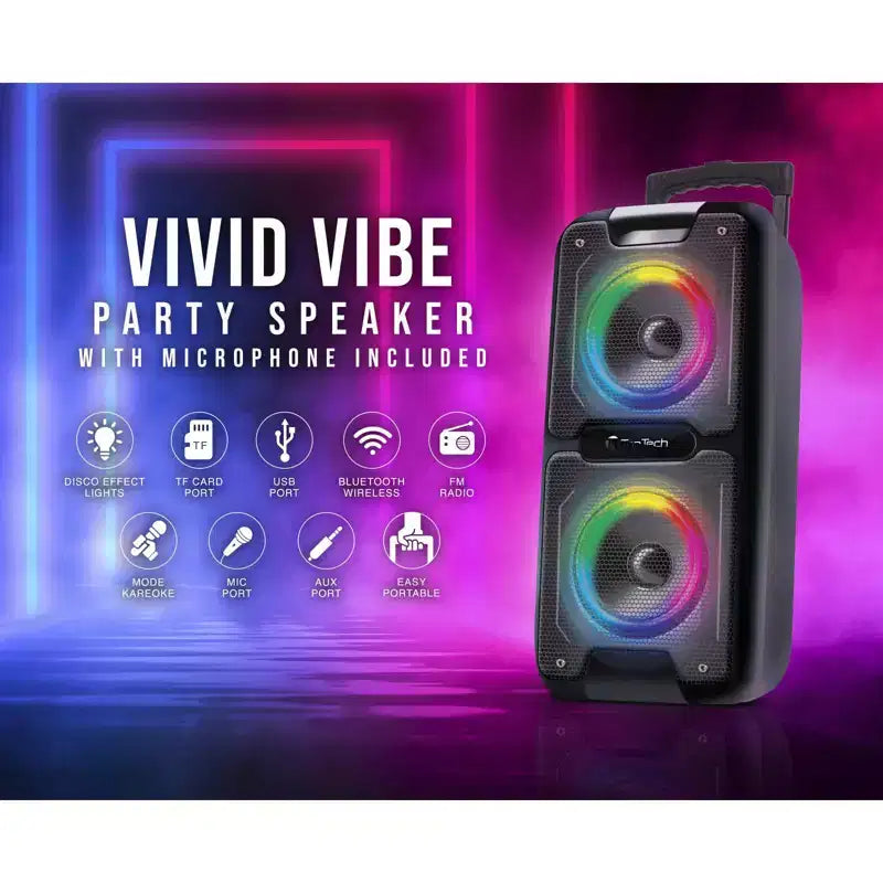 TOPTECH AL-101, 2x6.5 Bluetooth Speaker with Disco Lights, Karaoke