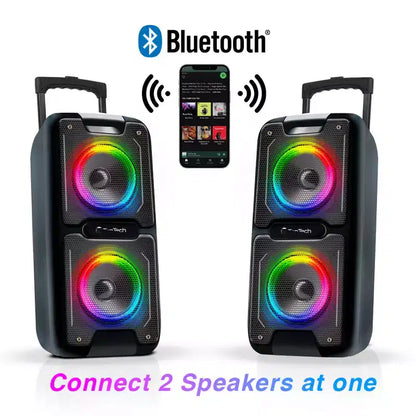 TOPTECH AL-101, 2x6.5 Bluetooth Speaker with Disco Lights, Karaoke