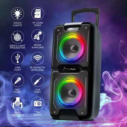TOPTECH AL-101, 2x6.5 Bluetooth Speaker with Disco Lights, Karaoke