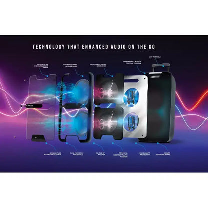 TOPTECH AL-101, 2x6.5 Bluetooth Speaker with Disco Lights, Karaoke