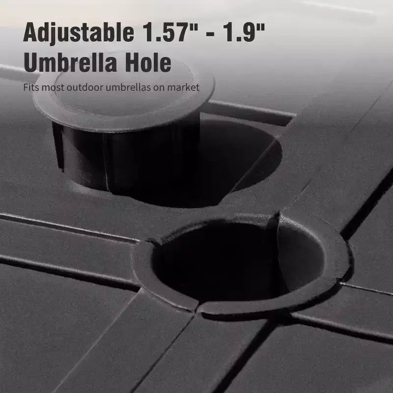 Captiva Designs Tavolo Quadrato in Metallo 9pz con Piano a Doghe Spazioso, Foro per Ombrellone e Sedie Pieghevoli Reclinabili in Tessuto Sling