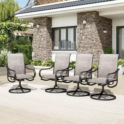 Captiva Designs 7pc Outdoor Rectangle Steel Table with Umbrella Hole & Textilene Swivel Chairs