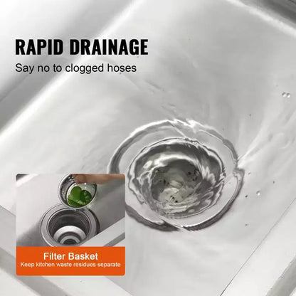 VEVOR Stainless Steel Utility Sink, Free Standing Single Bowl Commercial Kitchen Sink Set w/Workbench, for Garage, Restaurant, Laundry