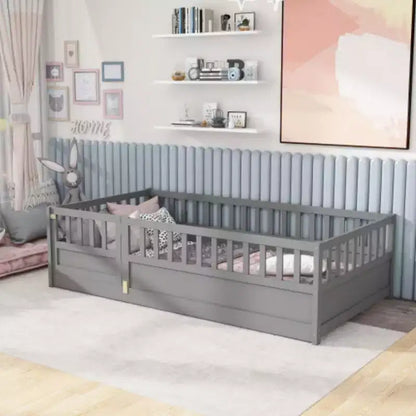 Letto singolo compatto e ribassato con barriera integrata ultra-sicura