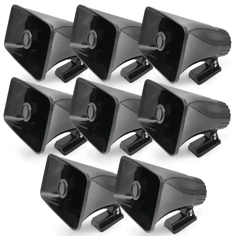 Pyle 6 Portable PA Horn Speaker for Indoor or Outdoor Use with 50W Peak Power, Lightweight and Compact Design and Broad Sound Coverage, Black, 8 Pack