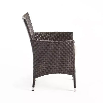 Set da pranzo a 5 pezzi Christopher Knight Home Tyson da esterno in legno di acacia e vimini con cuscini