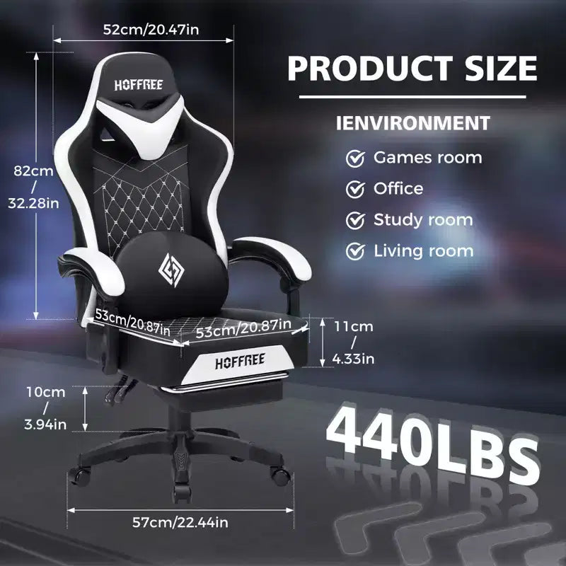 Sedia da Gaming Ergonomica da Ufficio PC Hoffree in Pelle con Massaggio, Poggiapiedi e Regolabile