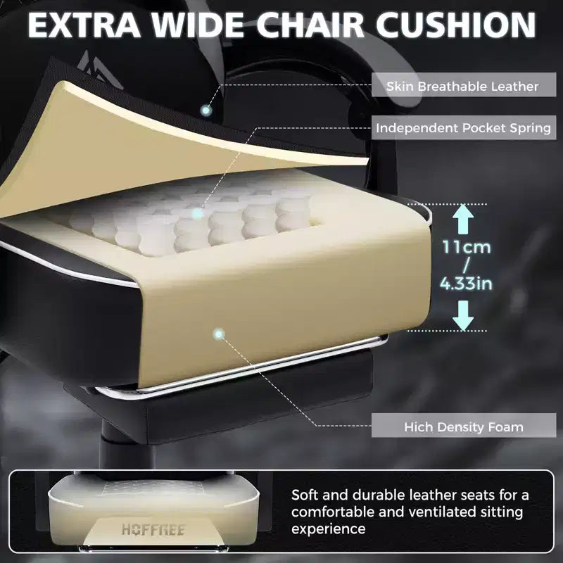Sedia da Gaming Ergonomica da Ufficio PC Hoffree in Pelle con Massaggio, Poggiapiedi e Regolabile