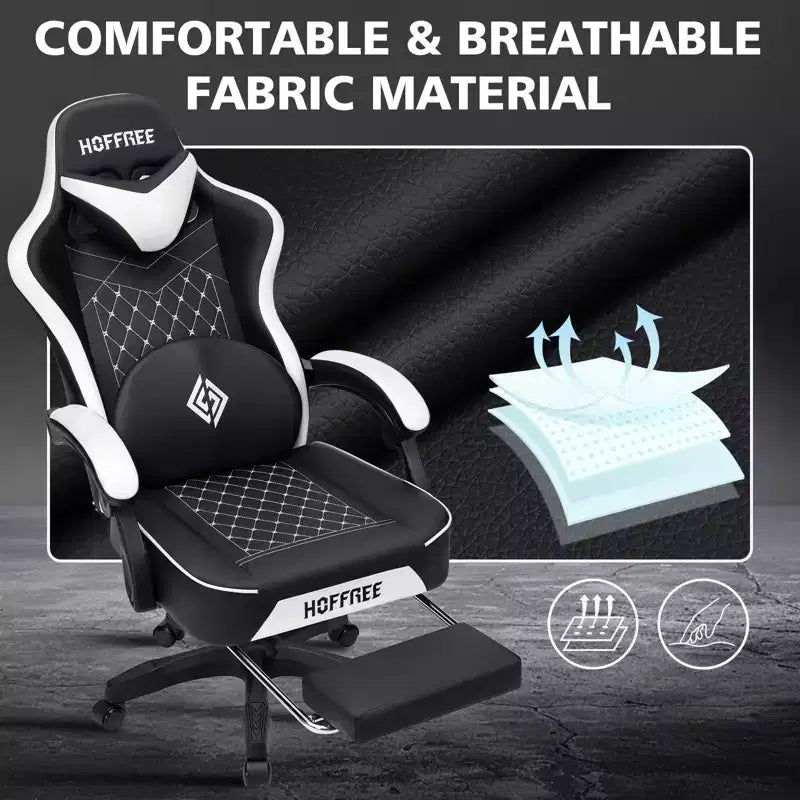 Sedia da Gaming Ergonomica da Ufficio PC Hoffree in Pelle con Massaggio, Poggiapiedi e Regolabile