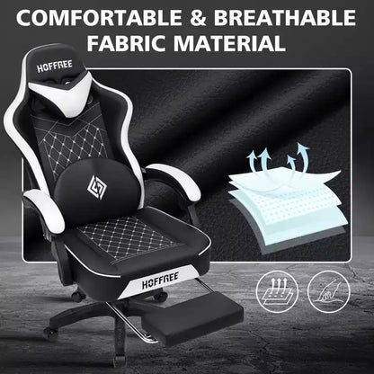 Sedia da Gaming Ergonomica da Ufficio PC Hoffree in Pelle con Massaggio, Poggiapiedi e Regolabile