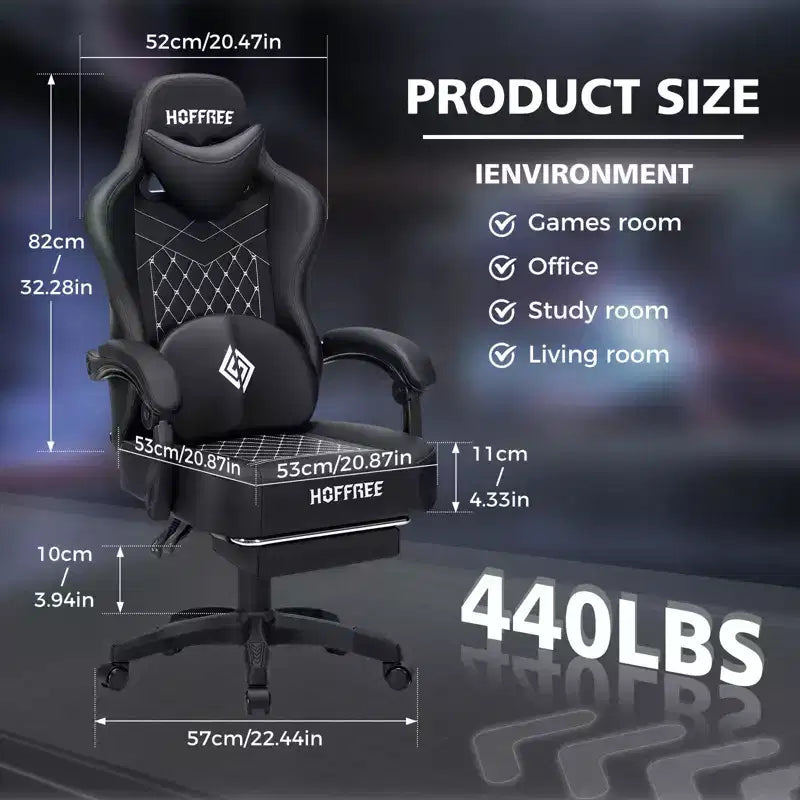 Sedia da Gaming Ergonomica da Ufficio PC Hoffree in Pelle con Massaggio, Poggiapiedi e Regolabile