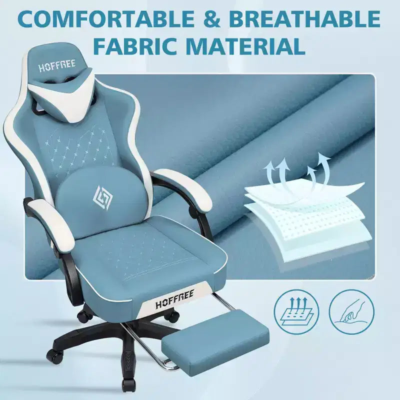 Sedia da Gaming Ergonomica da Ufficio PC Hoffree in Pelle con Massaggio, Poggiapiedi e Regolabile