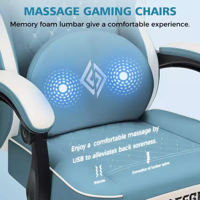 Sedia da Gaming Ergonomica da Ufficio PC Hoffree in Pelle con Massaggio, Poggiapiedi e Regolabile