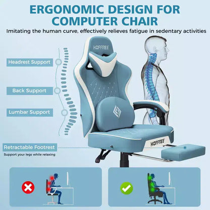 Sedia da Gaming Ergonomica da Ufficio PC Hoffree in Pelle con Massaggio, Poggiapiedi e Regolabile