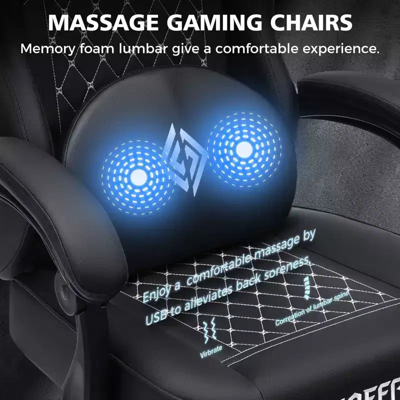 Sedia da Gaming Ergonomica da Ufficio PC Hoffree in Pelle con Massaggio, Poggiapiedi e Regolabile