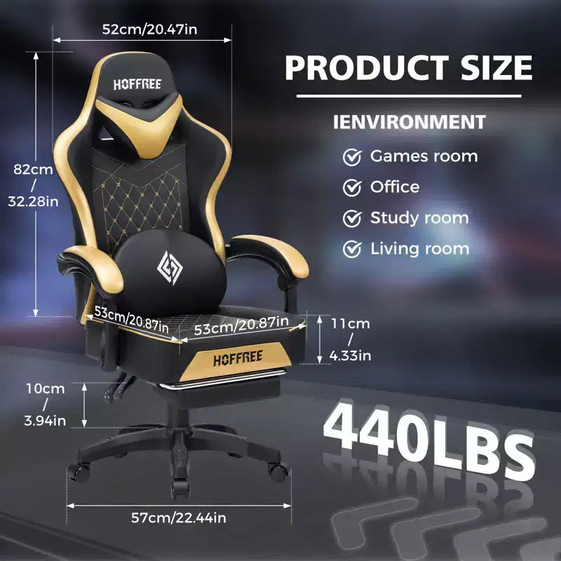 Sedia da Gaming Ergonomica da Ufficio PC Hoffree in Pelle con Massaggio, Poggiapiedi e Regolabile