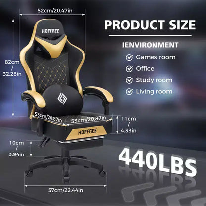 Sedia da Gaming Ergonomica da Ufficio PC Hoffree in Pelle con Massaggio, Poggiapiedi e Regolabile