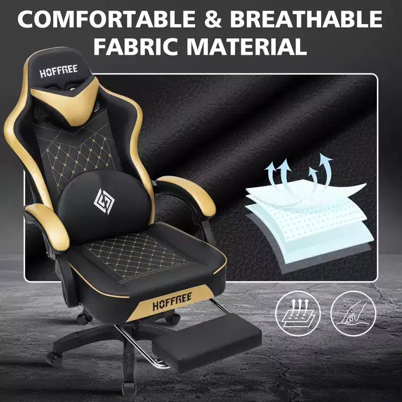 Sedia da Gaming Ergonomica da Ufficio PC Hoffree in Pelle con Massaggio, Poggiapiedi e Regolabile