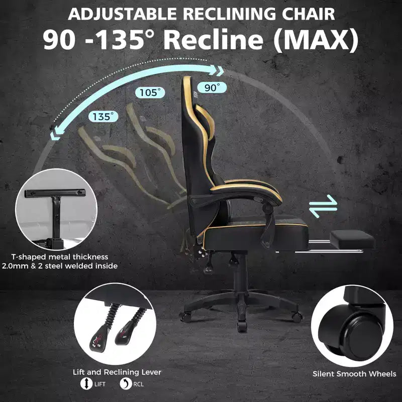 Sedia da Gaming Ergonomica da Ufficio PC Hoffree in Pelle con Massaggio, Poggiapiedi e Regolabile