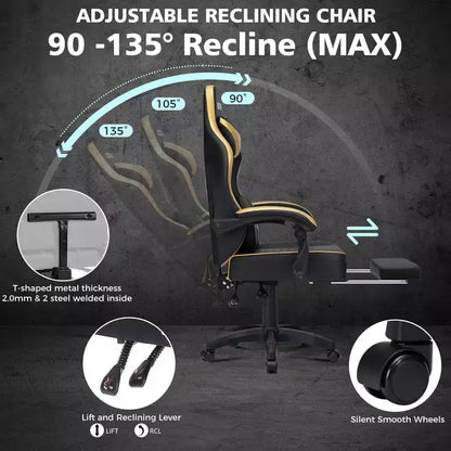 Sedia da Gaming Ergonomica da Ufficio PC Hoffree in Pelle con Massaggio, Poggiapiedi e Regolabile