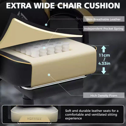 Sedia da Gaming Ergonomica da Ufficio PC Hoffree in Pelle con Massaggio, Poggiapiedi e Regolabile