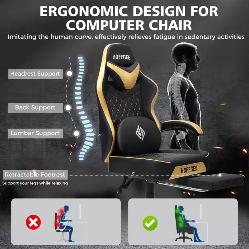 Sedia da Gaming Ergonomica da Ufficio PC Hoffree in Pelle con Massaggio, Poggiapiedi e Regolabile