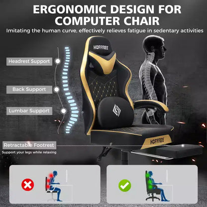 Sedia da Gaming Ergonomica da Ufficio PC Hoffree in Pelle con Massaggio, Poggiapiedi e Regolabile